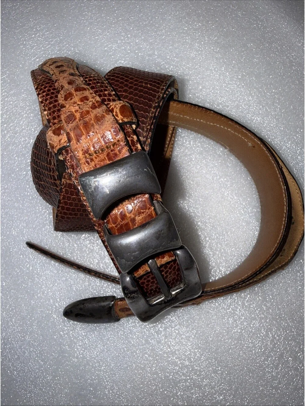 Vintage Markus Neumann Genuine Crocodile/Lizard Leather Belt Brown  38 Spain